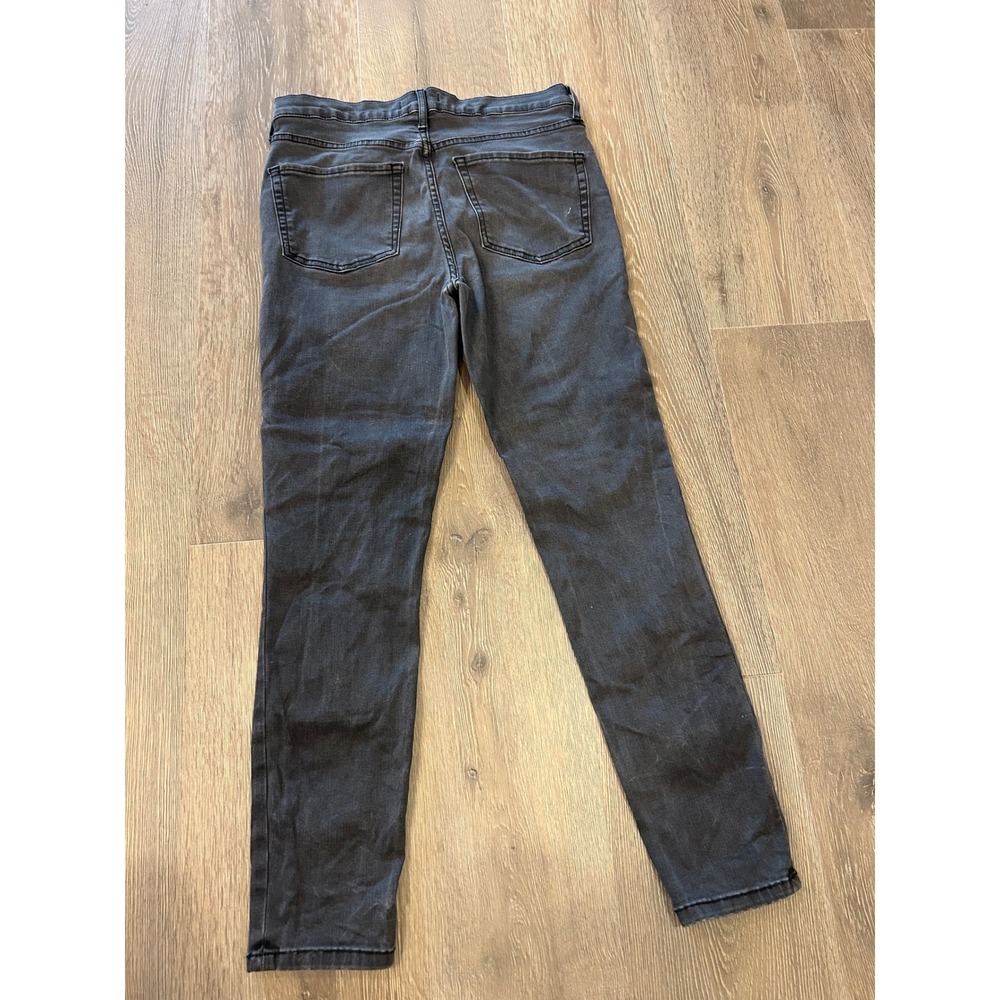Free People Distressed High Rise Skinny Jeans Faded Black Knee Blowout Size 29 - Picture 10 of 11